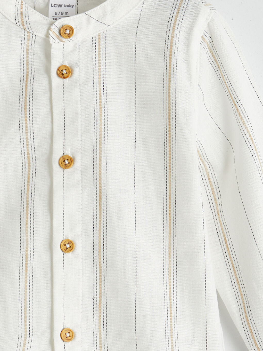 Ekru Hakim Yaka Çizgili Erkek Bebek Gömlek-1