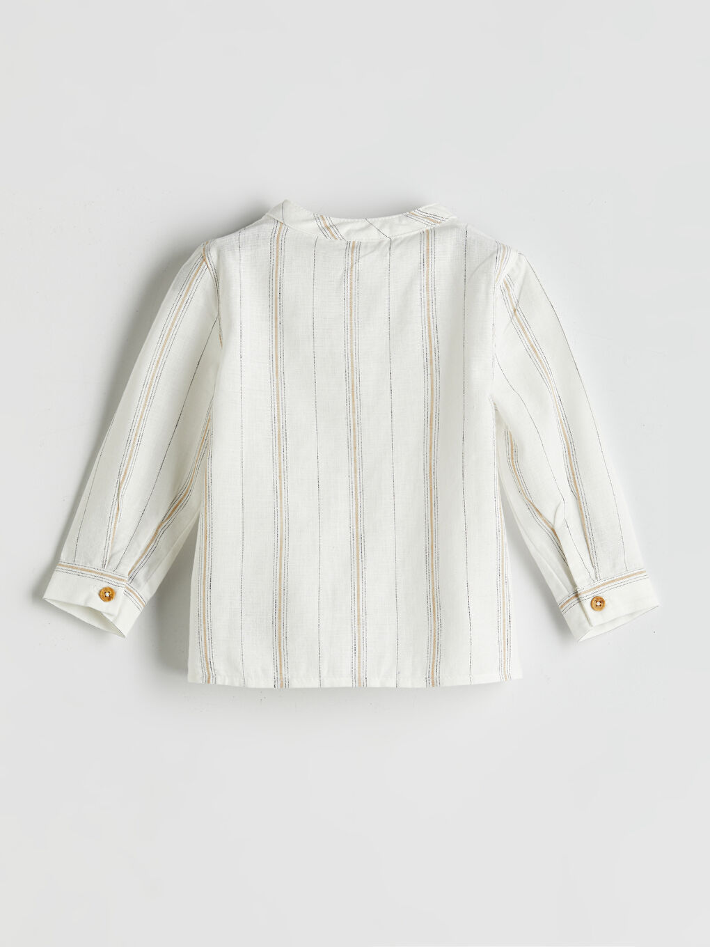Ekru Hakim Yaka Çizgili Erkek Bebek Gömlek-2