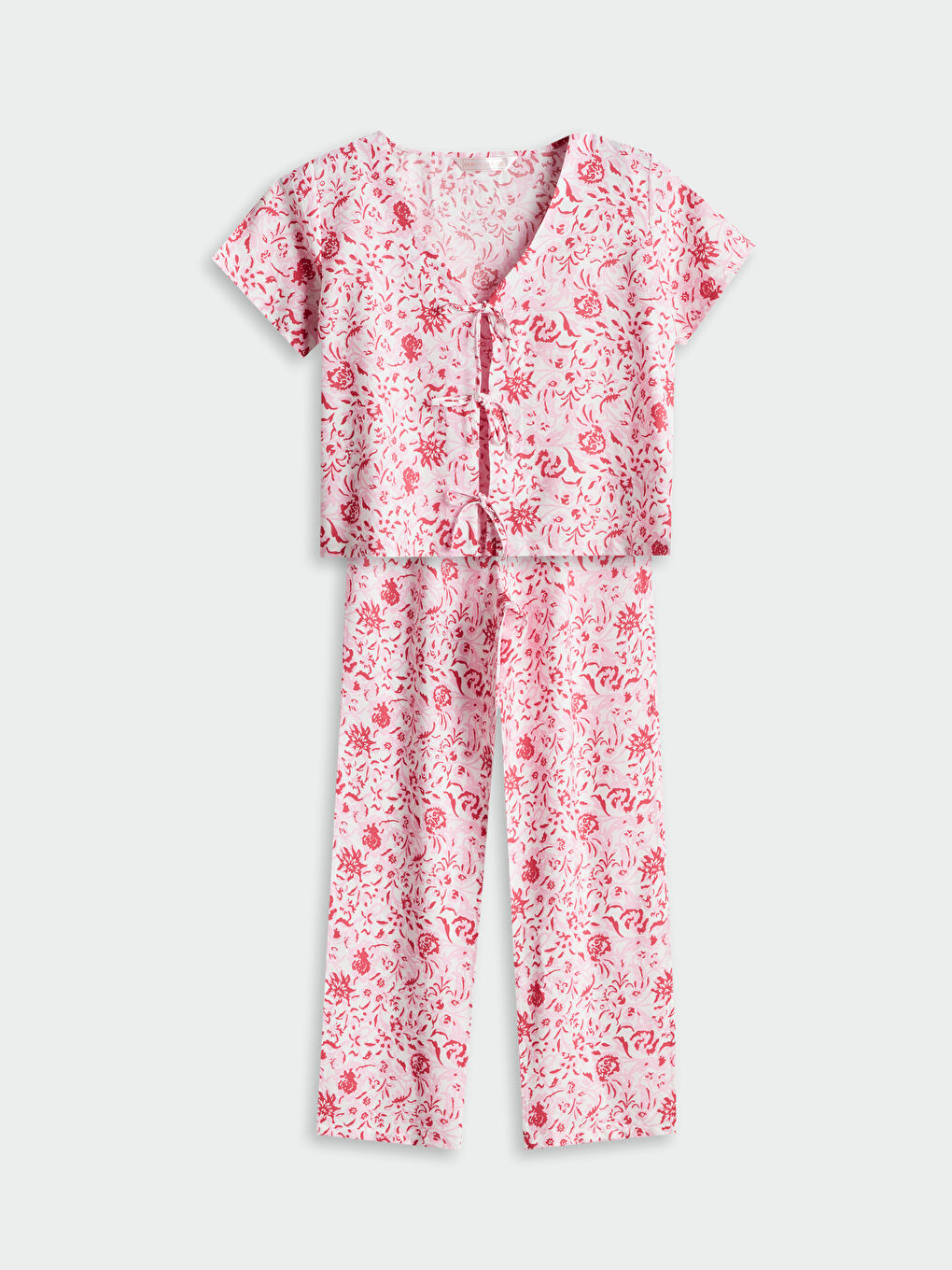 V-Neck Patterned Women's Pajamas Set -S5P474Z8-LRA