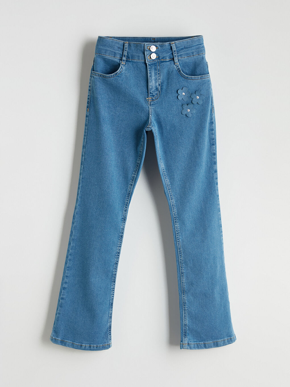 İndigo İspanyol Paça Kız Çocuk Jean Pantolon-2