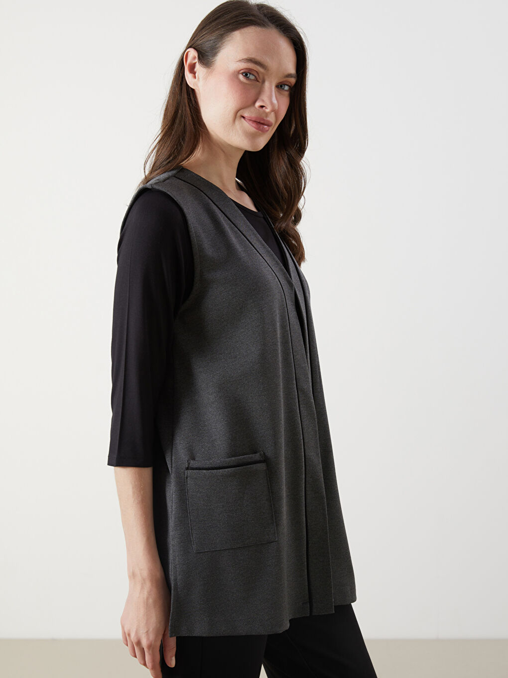 LCW Grace V-Neck Women's Waistcoat -S5P531Z8-DW9