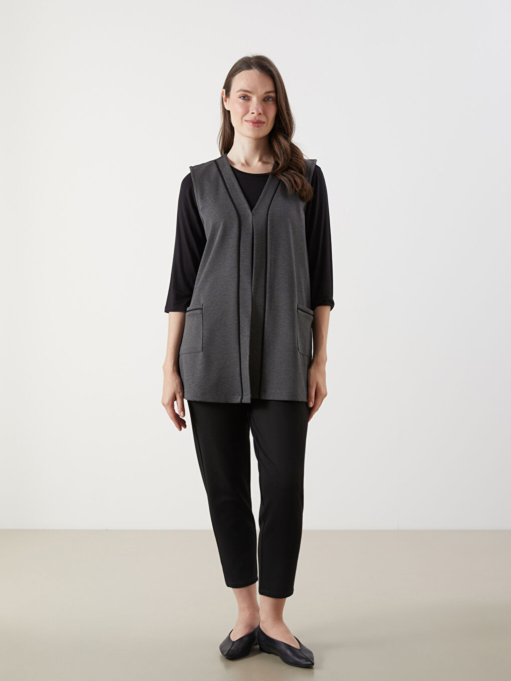 LCW Grace V-Neck Women's Waistcoat -S5P531Z8-DW9