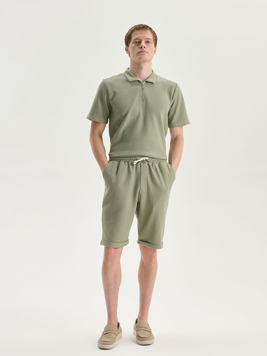 Slim Fit Binding Detail Men's Shorts