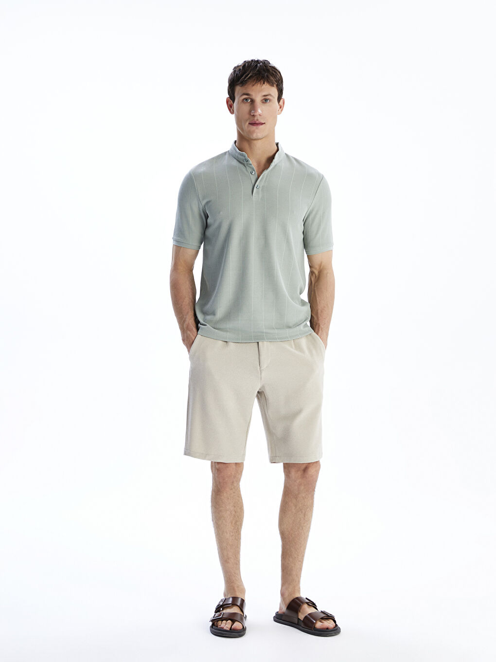 Yeşil Hakim Yaka Erkek Tişört-1