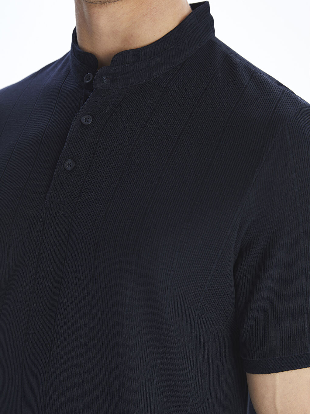 Lacivert Hakim Yaka Erkek Tişört-2