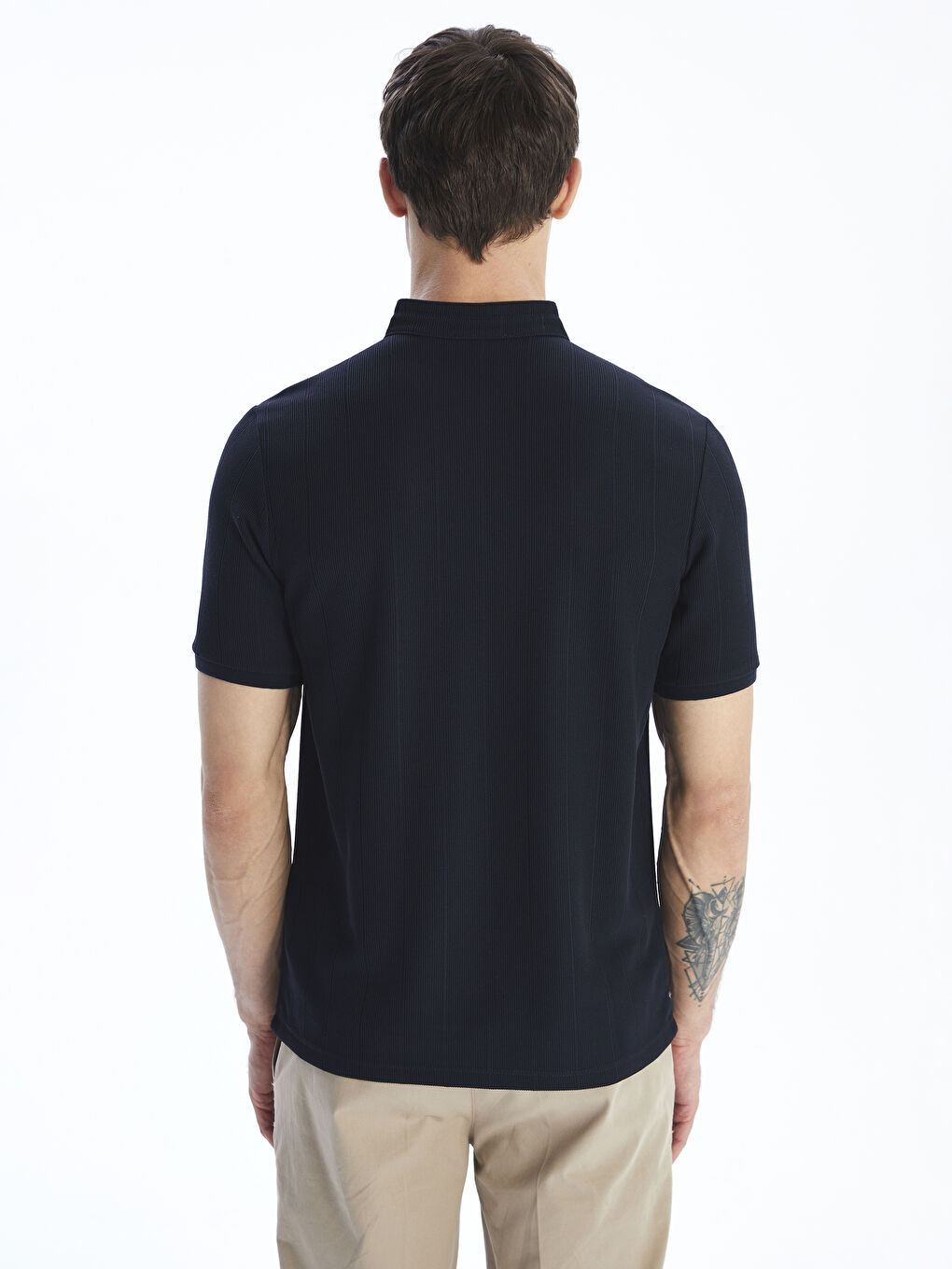 Lacivert Hakim Yaka Erkek Tişört-3