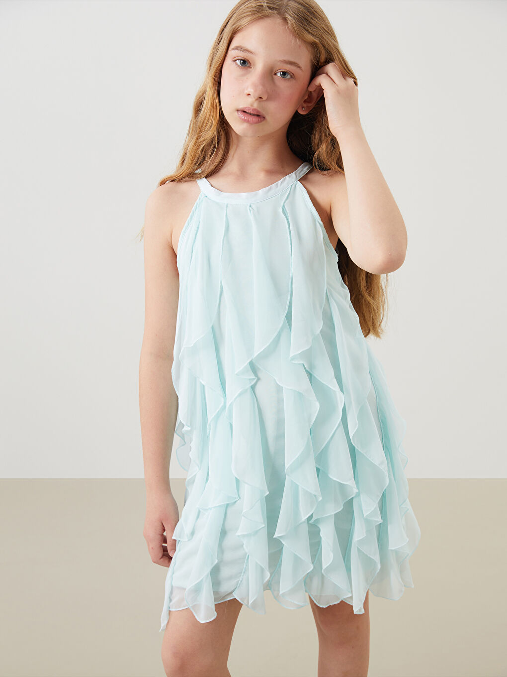 LCW Kids Girl BLUE Evening Dress -S5P565Z4-FVQ