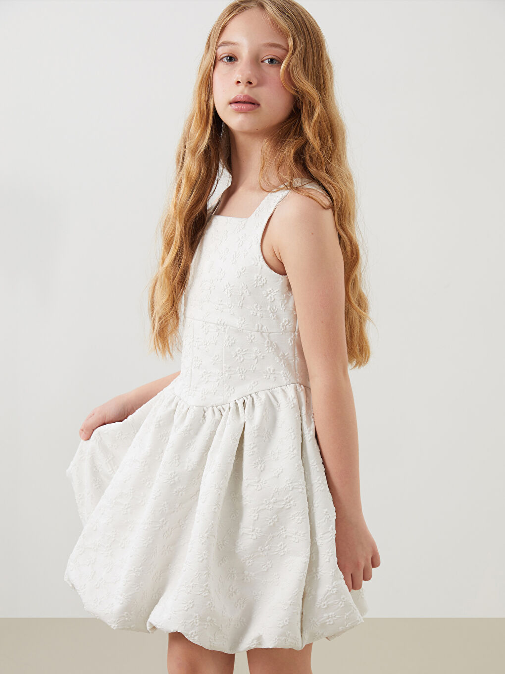 Square Neck Girls' Dress -S5P566Z4-Q6K