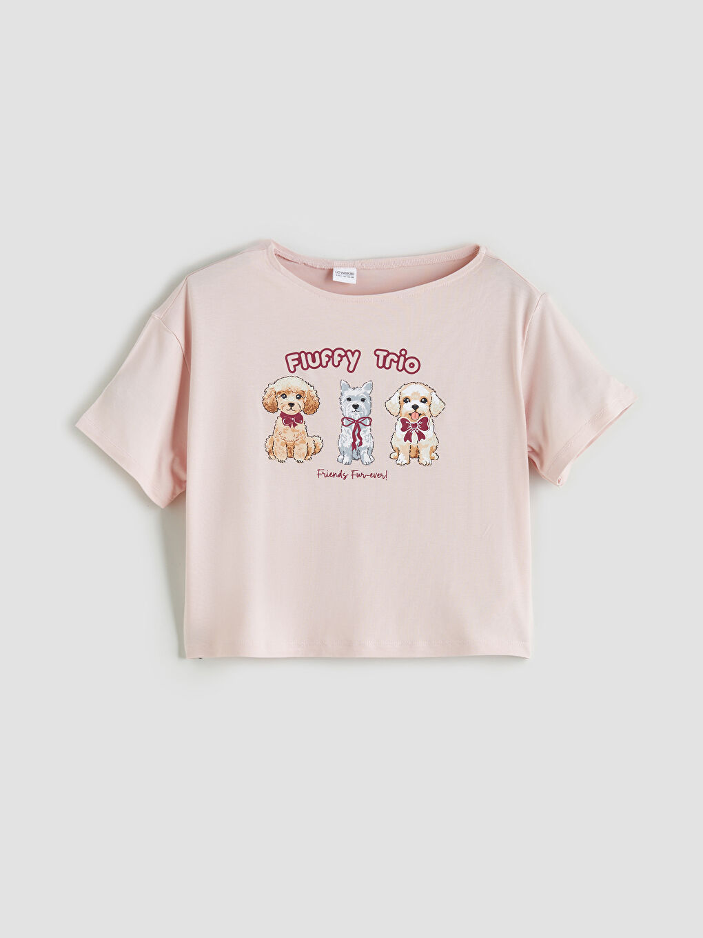 Pembe Bisiklet Yaka Kız Çocuk Pijama Üst-1