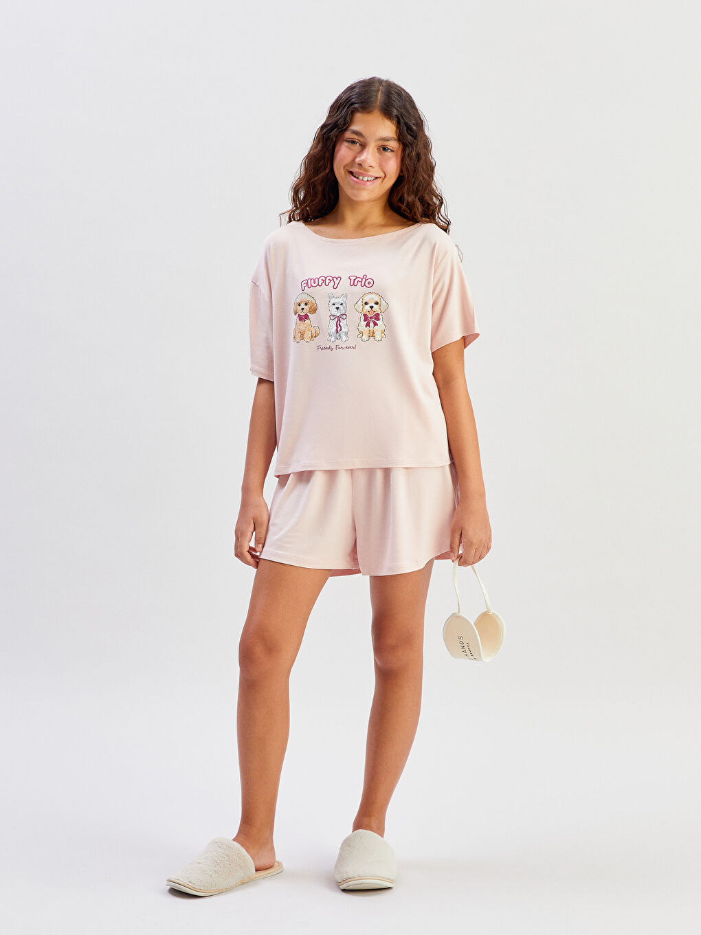Crew Neck Girls' Shortie Pyjama Set -S5P575Z4-G2J