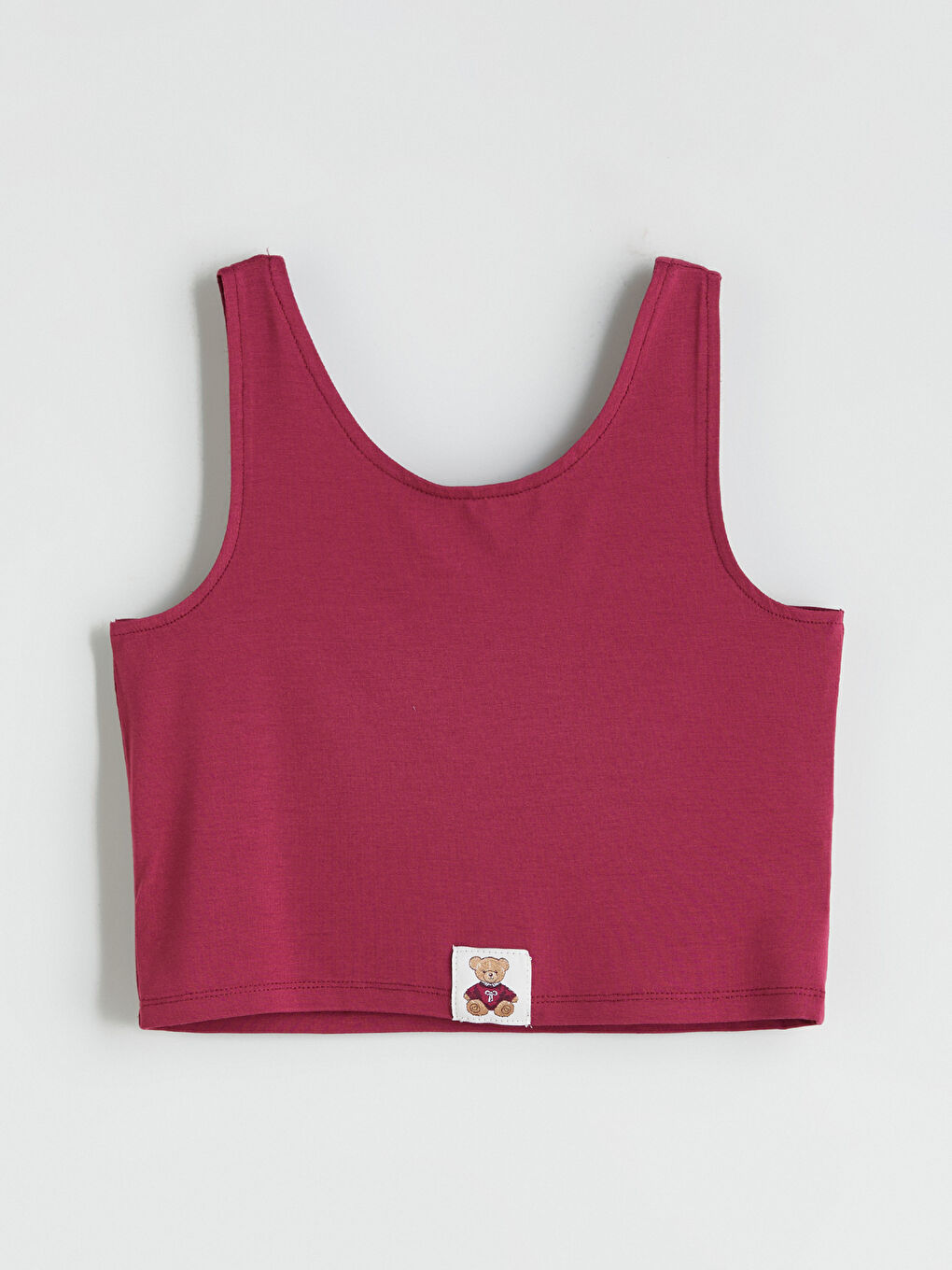 Bordo U Yaka Kız Çocuk Pijama Üst-2