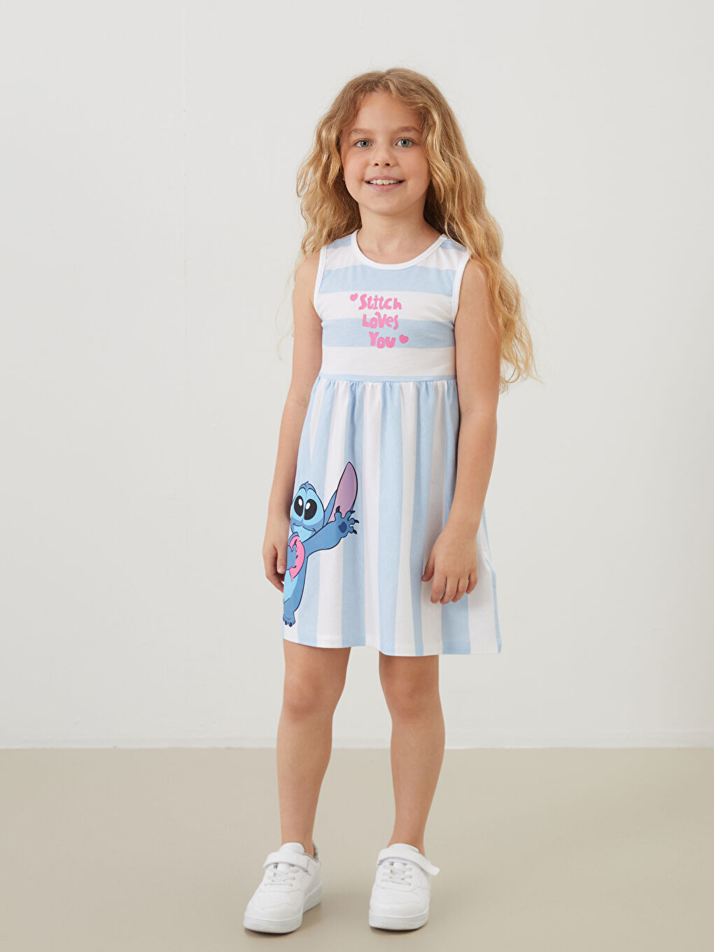 Crew Neck Stitch Printed Girls' Dress -S5P591Z1-LEN