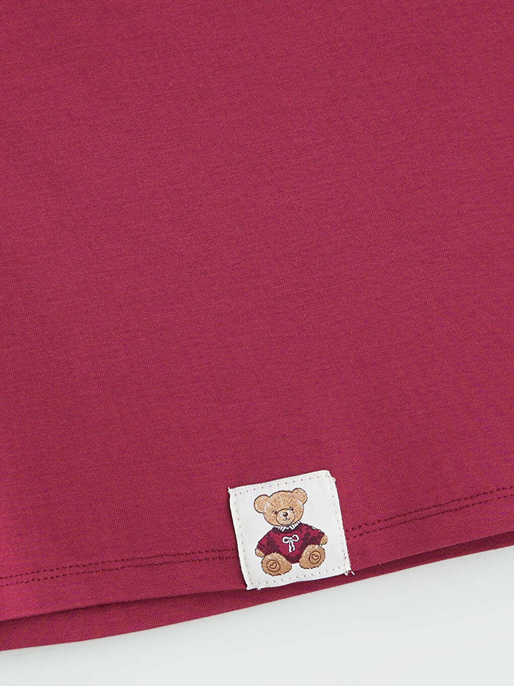 Bordo U Yaka Ayı Teddy Baskılı Kız Çocuk Şortlu Pijama Takımı-6
