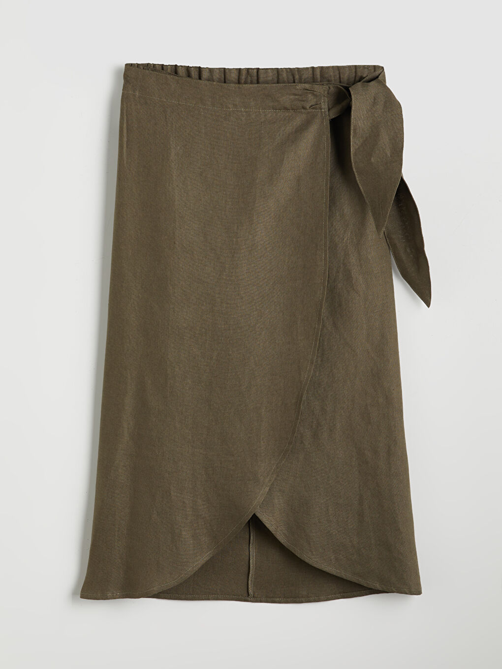Haki Beli Lastikli %100 Keten Etek-4