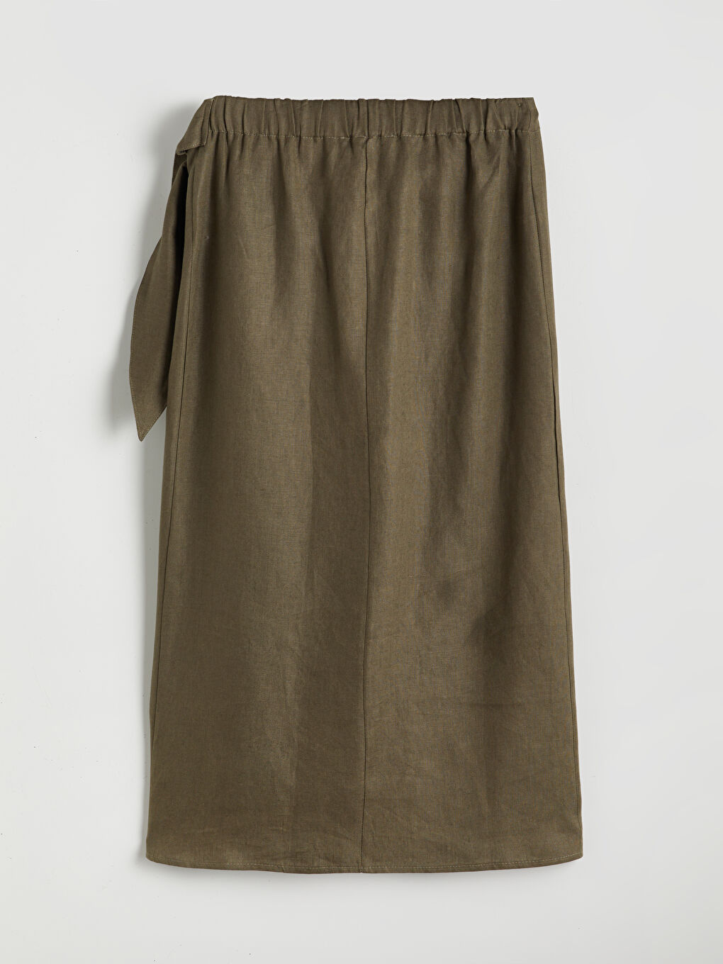Haki Beli Lastikli %100 Keten Etek-5