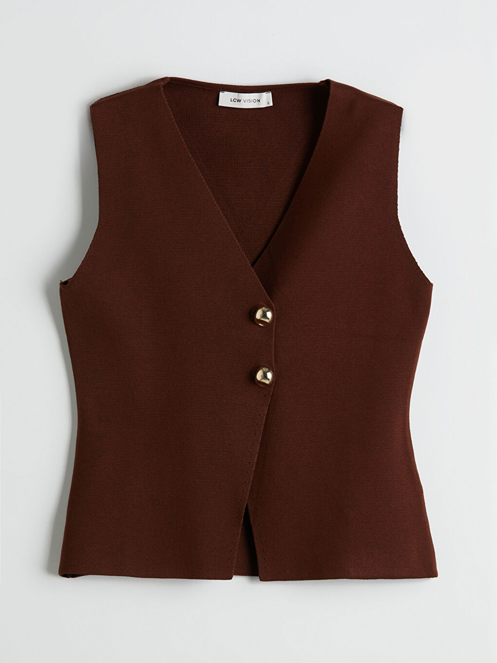 V Neck Regular Women's Tricot Vest -S5P634Z8-HSK