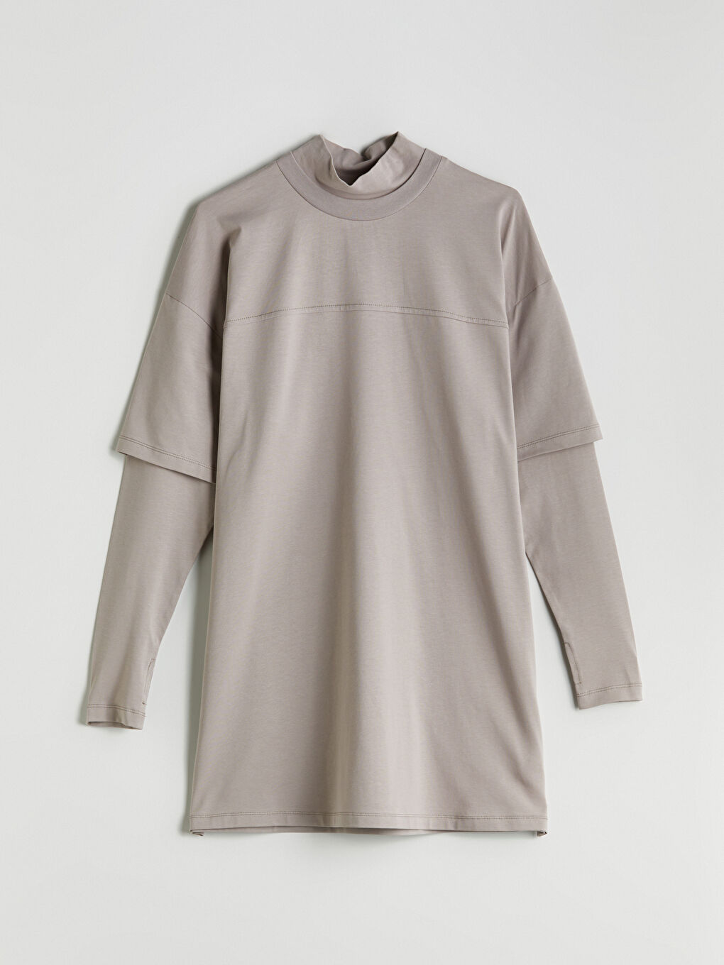 Kahverengi Dik Yaka Oversize Kadın Tunik-4