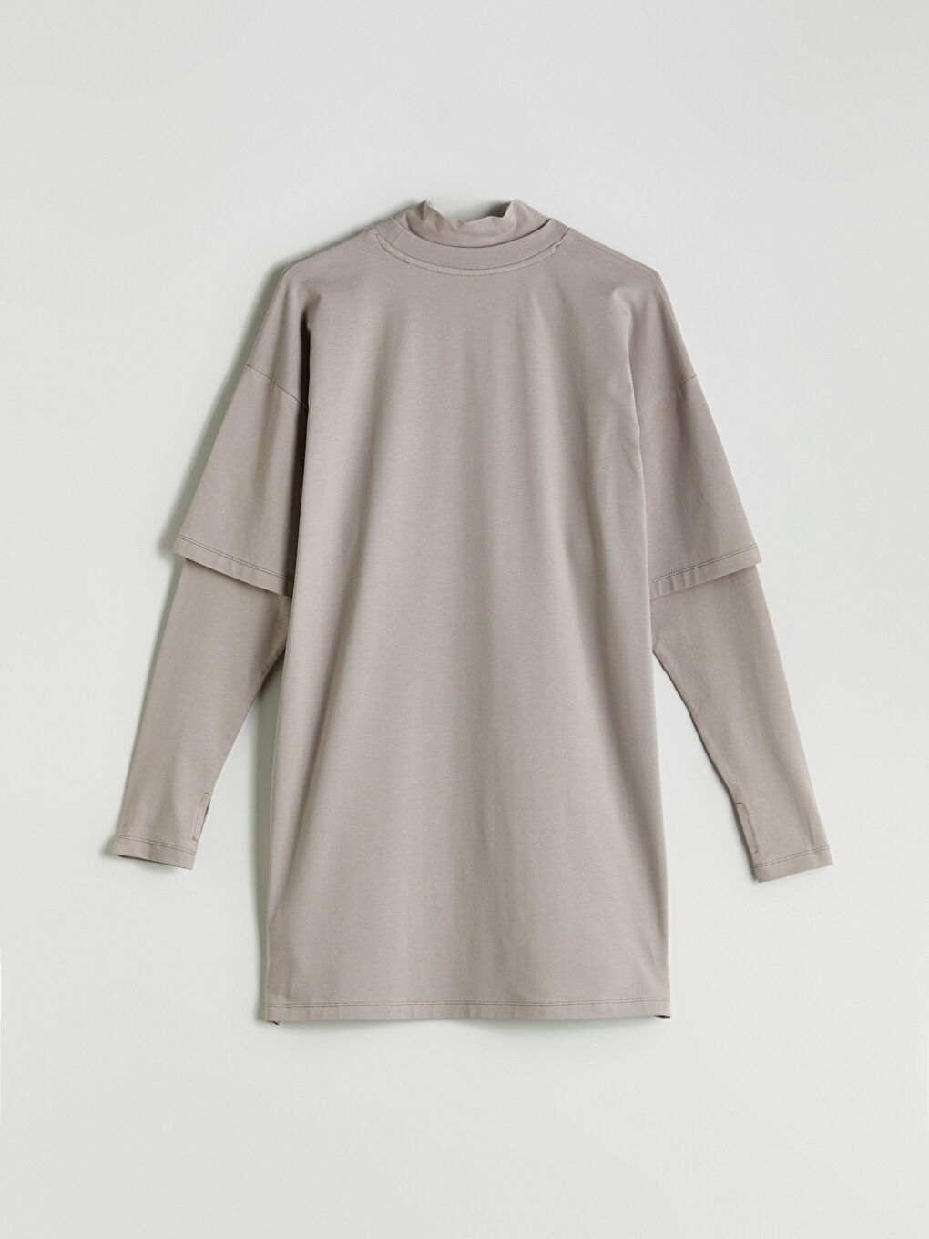 Kahverengi Dik Yaka Oversize Kadın Tunik-5