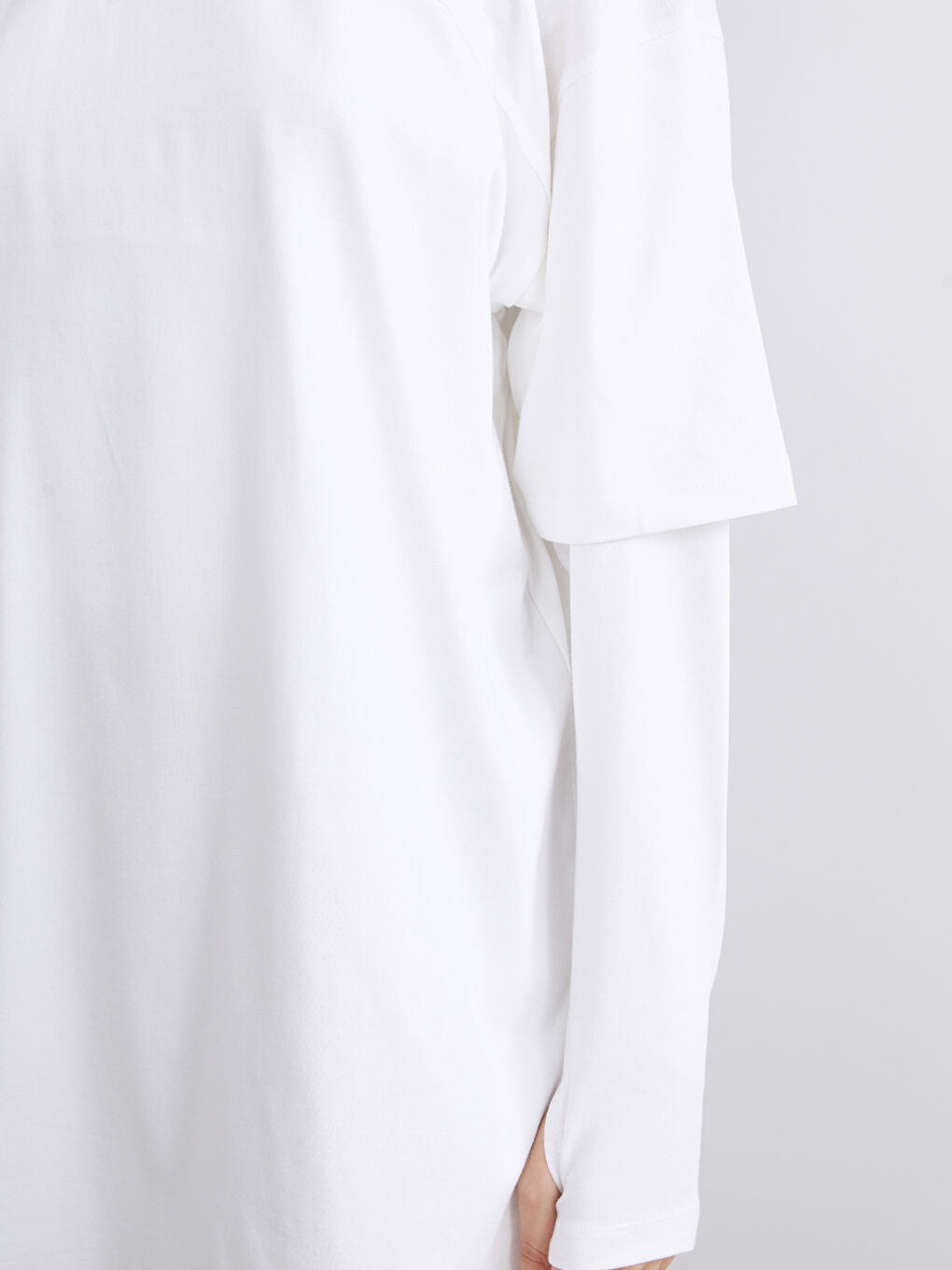 Ekru Dik Yaka Oversize Kadın Tunik-2