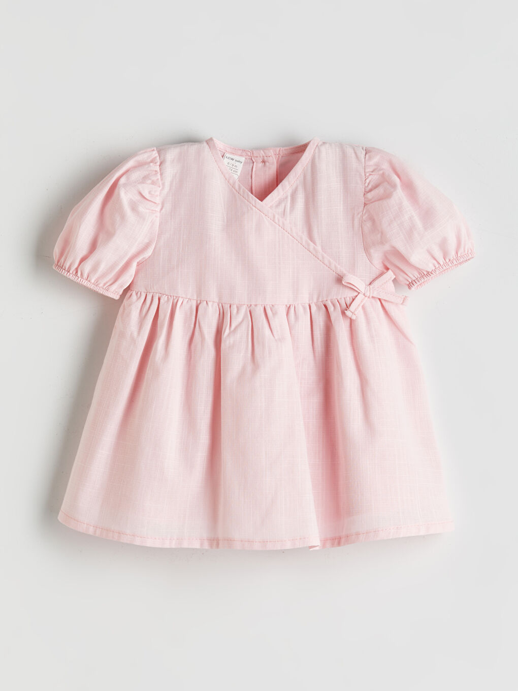 Pembe Kurdele Detaylı Pamuklu Kız Bebek Elbise-2