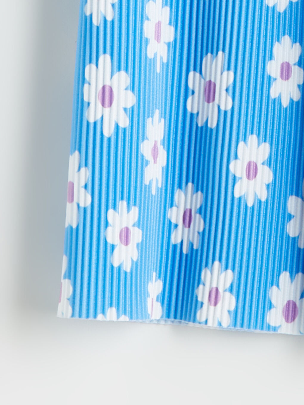 Mavi Beli Lastikli Çiçekli Kız Çocuk Pantolon-1