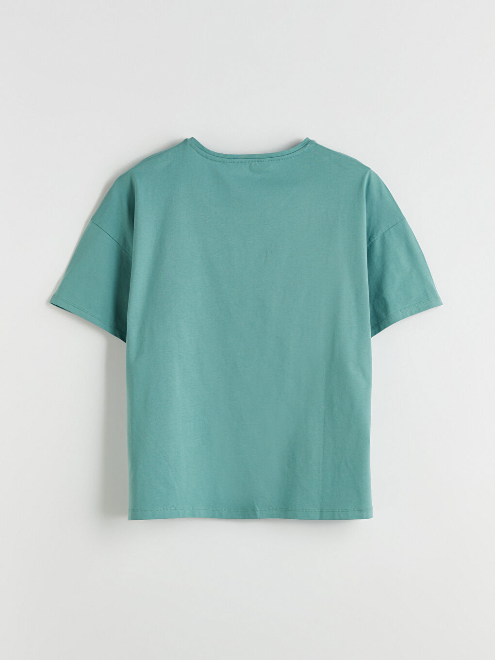 Yeşil Bisiklet Yaka Kadın Büyük Beden Pijama Üstü-5