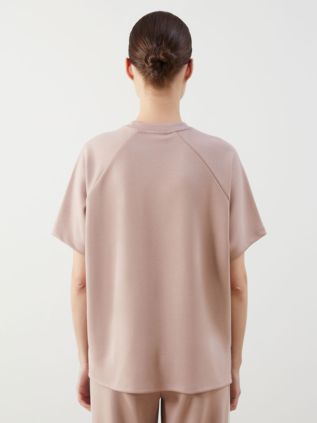 Pembe Dik Yaka Kadın Tişört-3