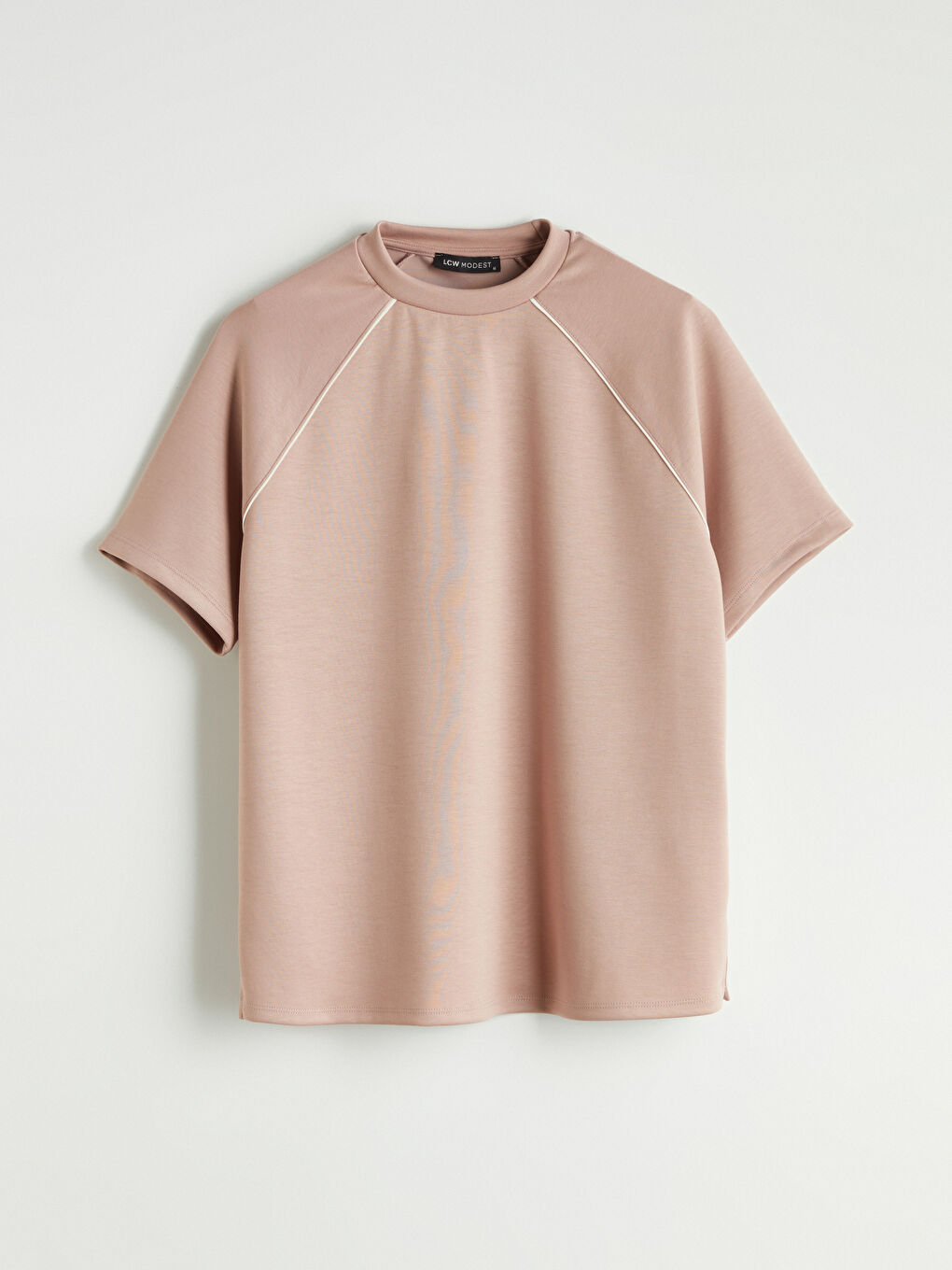 Pembe Dik Yaka Kadın Tişört-4