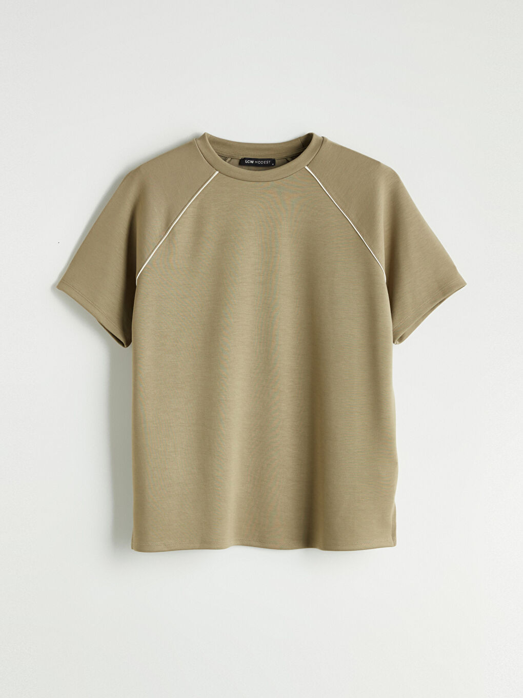 Haki Dik Yaka Kadın Tişört-4