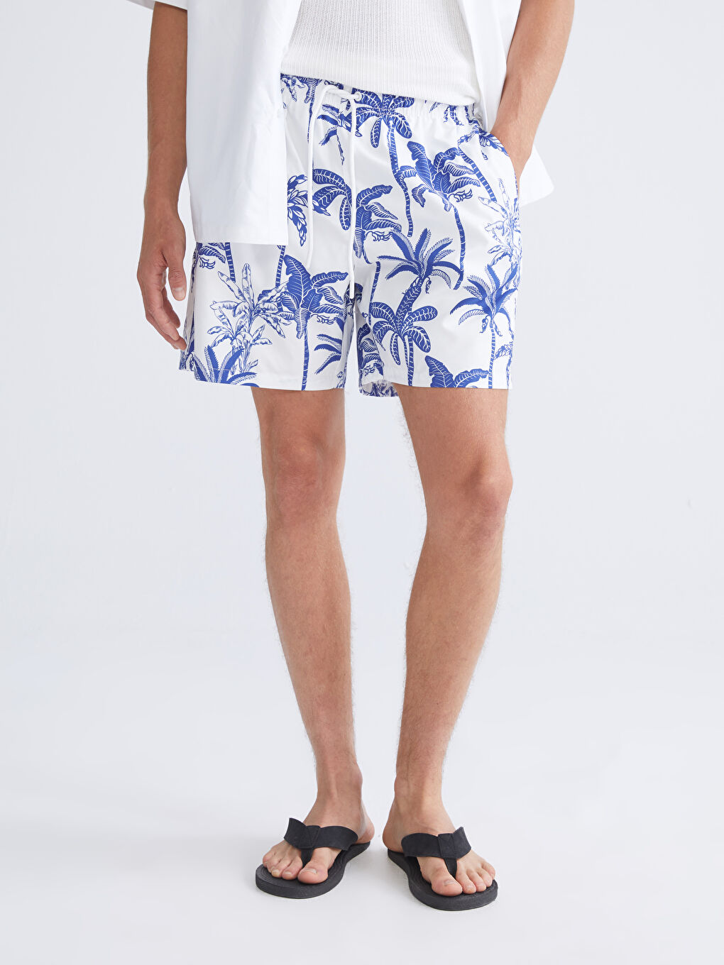 Short Patterned Men's Swimming Shorts-1