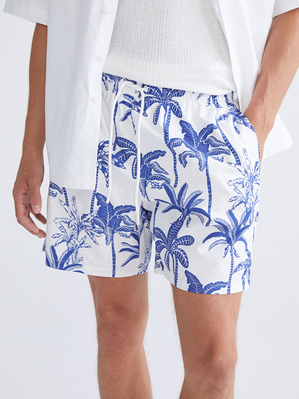 Short Patterned Men's Swimming Shorts-2
