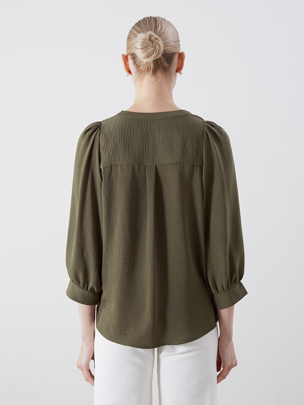 Notch Neck Ruched Blouse-3