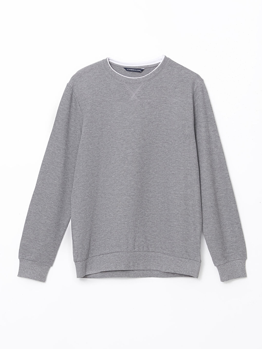 Gri Bisiklet Yaka Erkek Sweatshirt-13