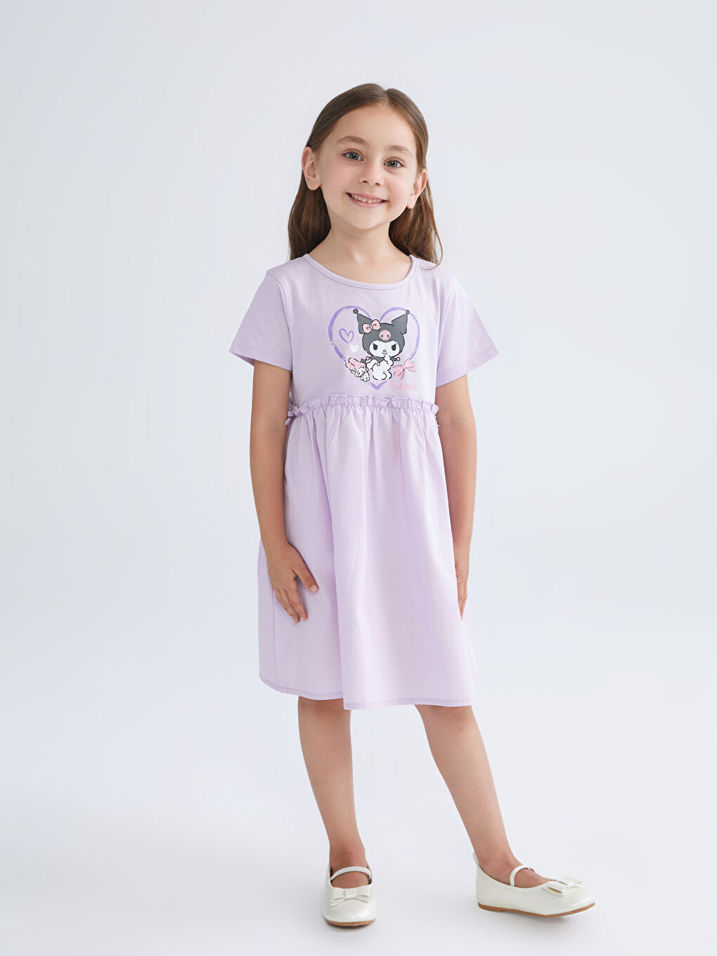 LCW Kids Kuromi Baskılı Kız Çocuk Penye Elbise -S5P744Z1-G0W