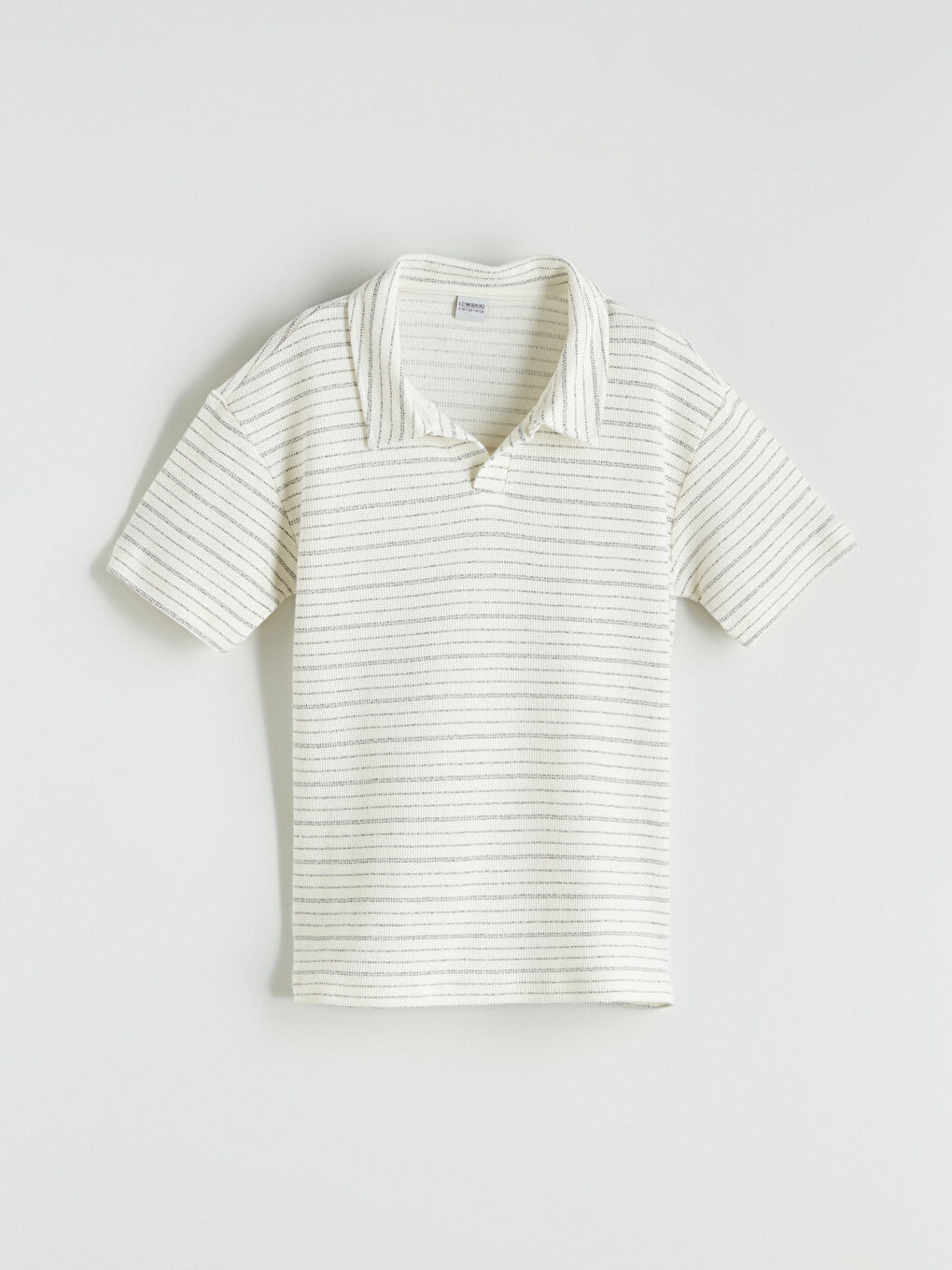 Ekru Polo Yaka Çizgili Erkek Çocuk Tişört