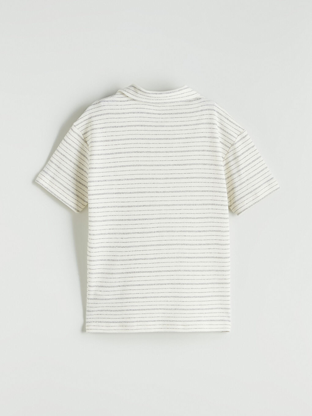 Ekru Polo Yaka Çizgili Erkek Çocuk Tişört-1