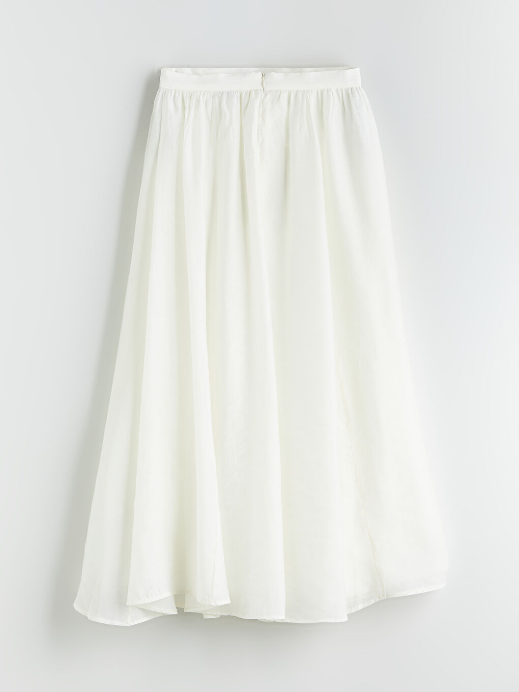 Ekru Beli Lastikli Pileli Etek-5