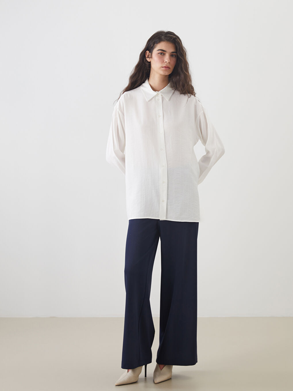 LCW Modest Loose Fit Women's Shirt Tunic -S5P765Z8-EEW