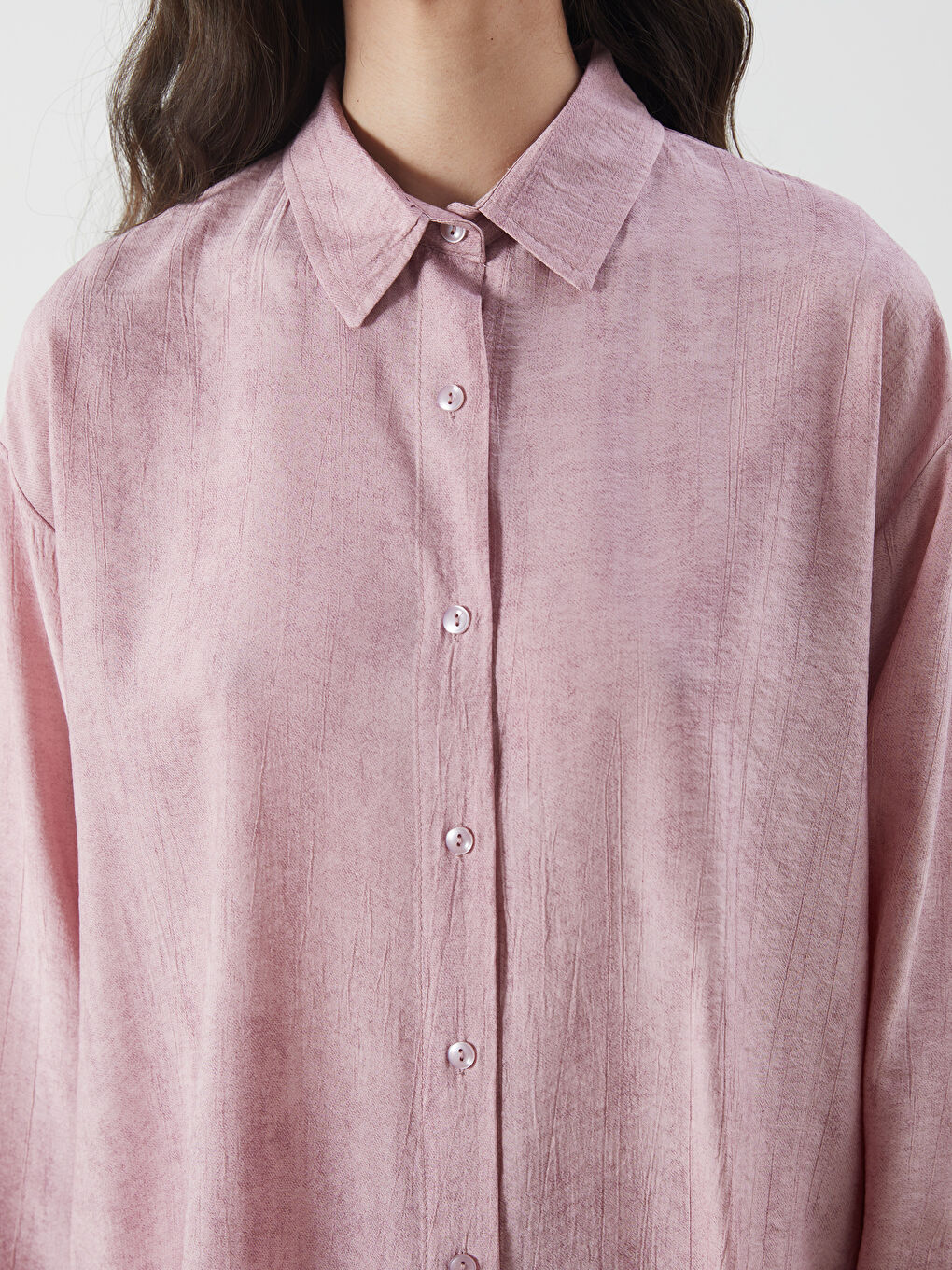 Pembe Dokulu Kadın Gömlek Tunik-2