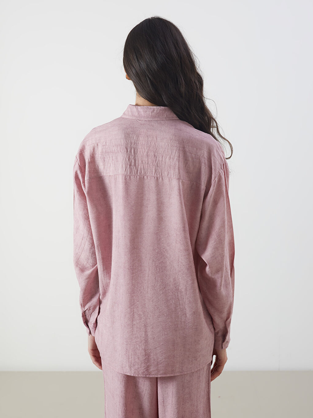 Pembe Dokulu Kadın Gömlek Tunik-3