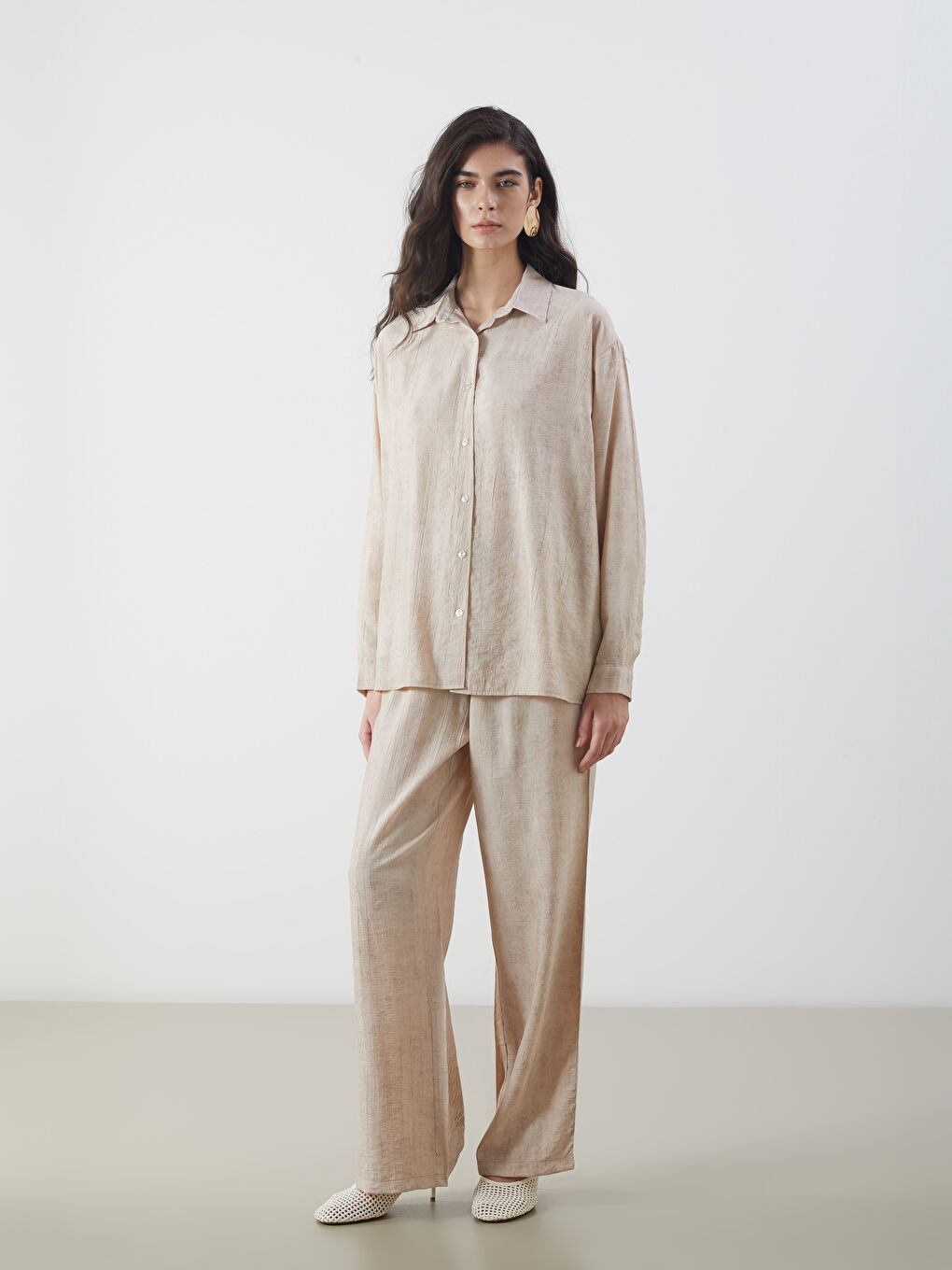 LCW Modest Textured Women's Shirt Tunic -S5P773Z8-GF0