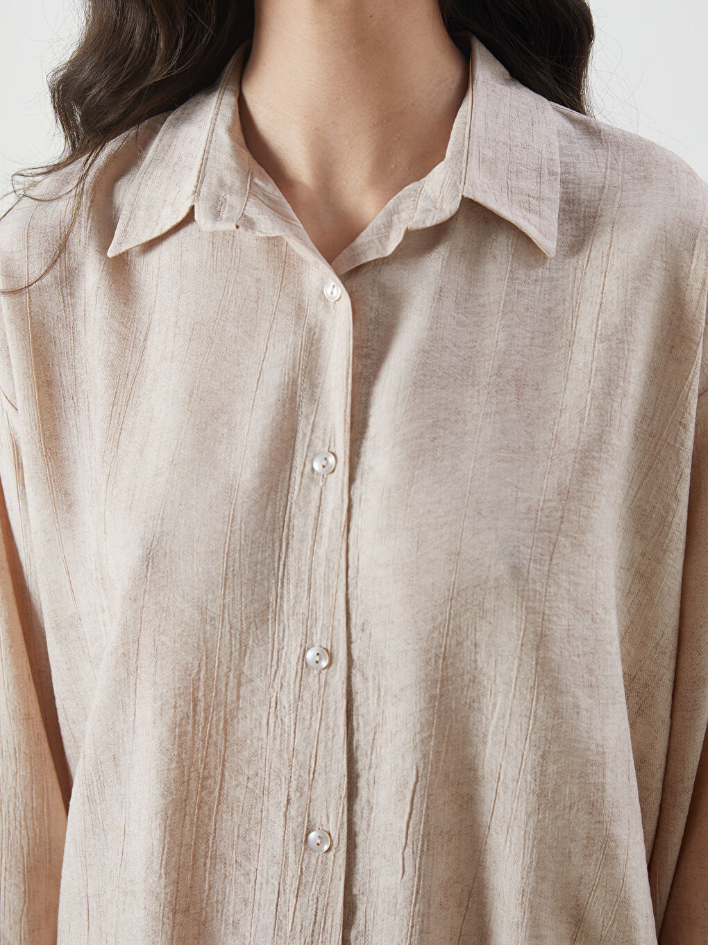 LCW Modest Textured Women's Shirt Tunic -S5P773Z8-GF0