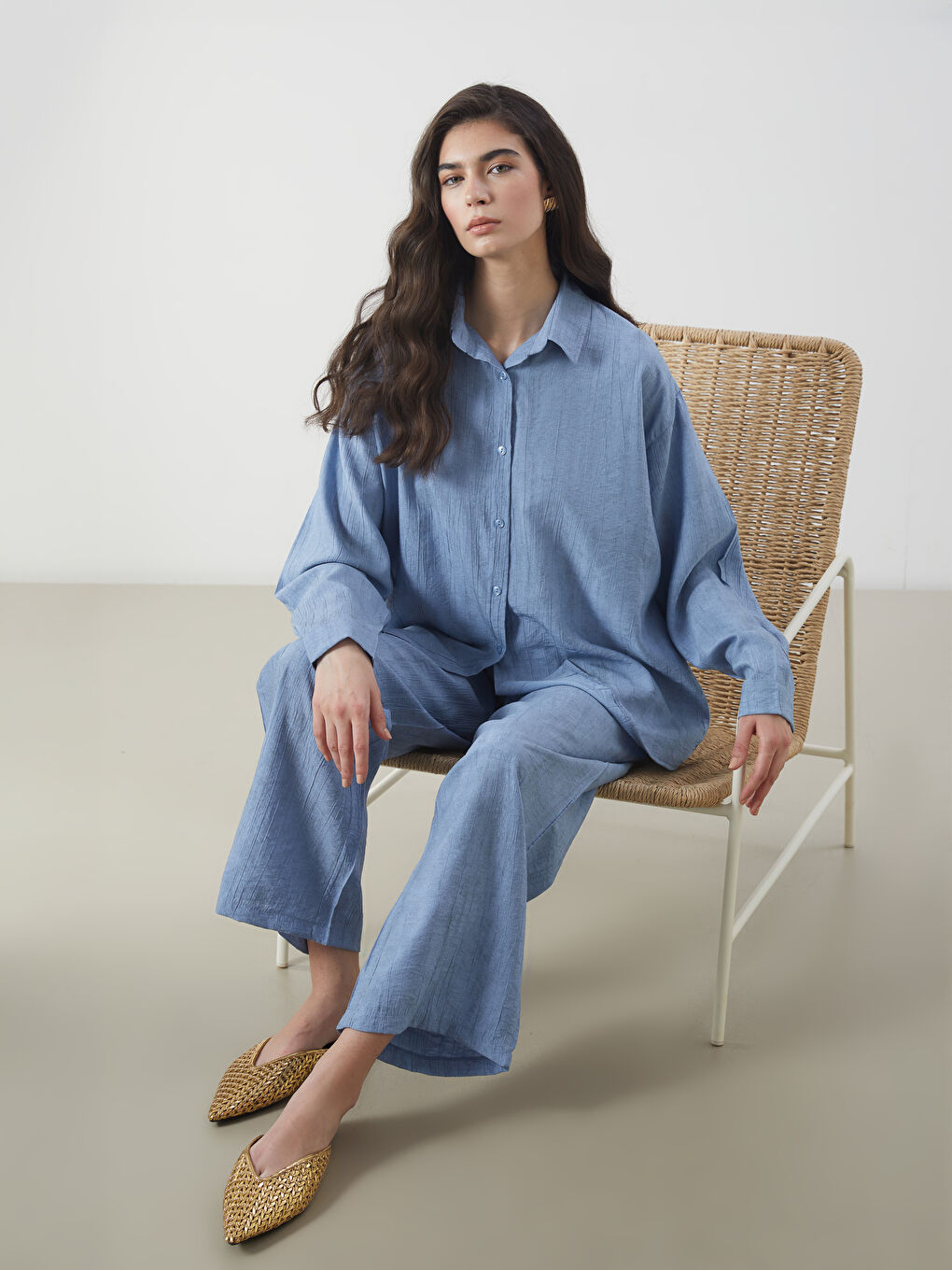 LCW Modest Textured Women's Shirt Tunic -S5P773Z8-GKM