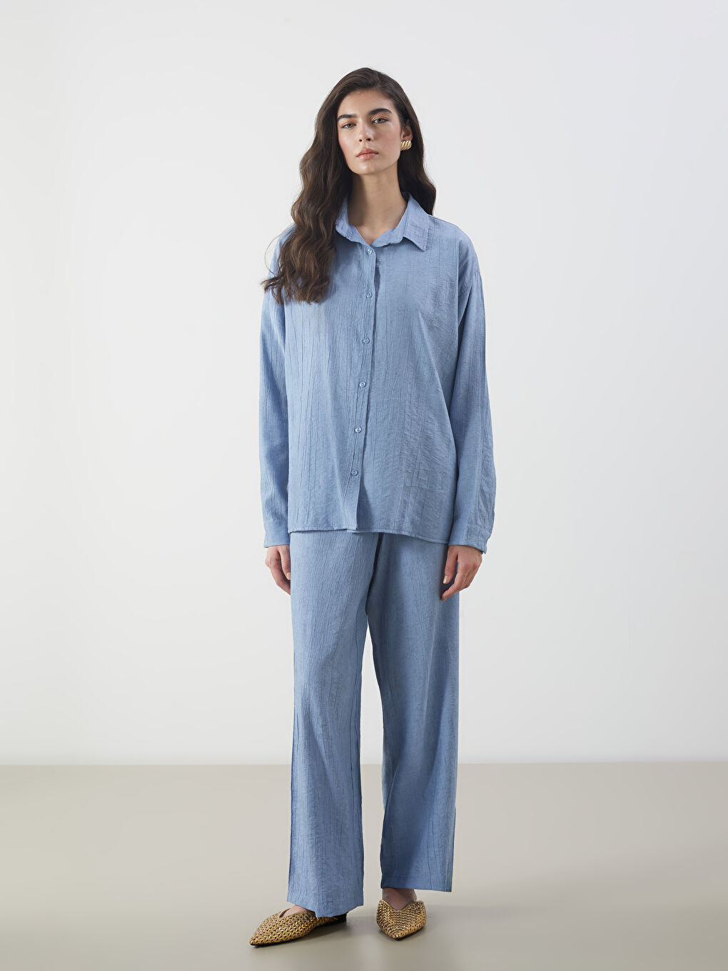 LCW Modest Textured Women's Shirt Tunic -S5P773Z8-GKM