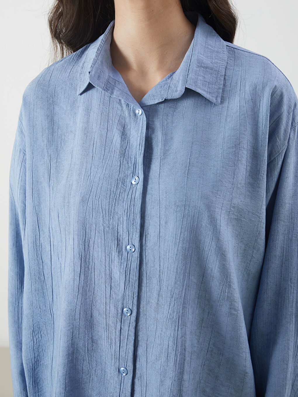 LCW Modest Textured Women's Shirt Tunic -S5P773Z8-GKM