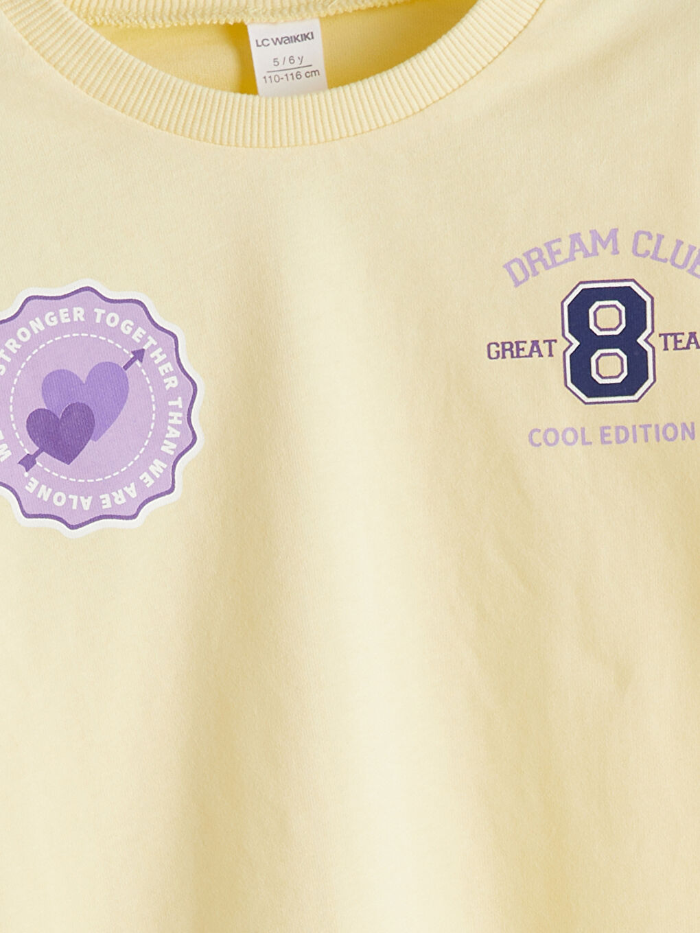 Sarı Bisiklet Yaka Baskılı Kız Çocuk Tişört 2'li-2