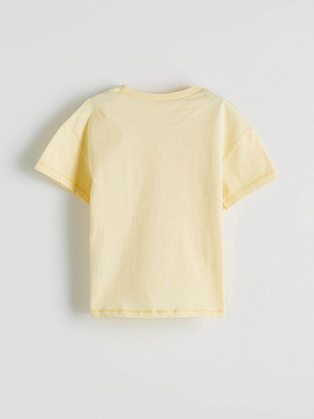 Sarı Bisiklet Yaka Baskılı Kız Çocuk Tişört 2'li-3