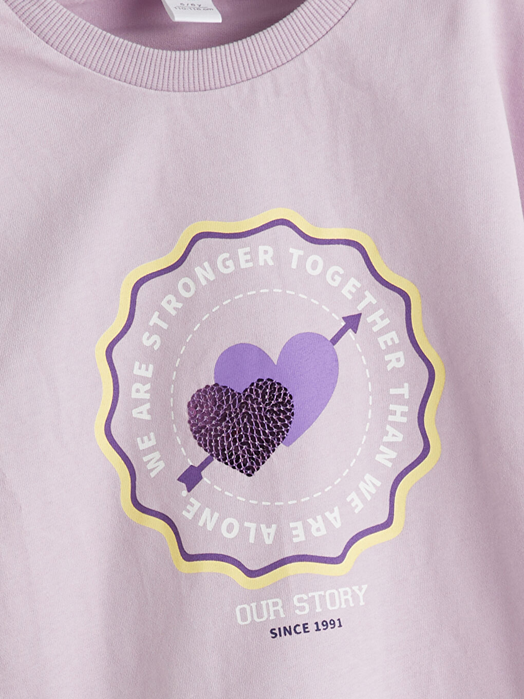 Sarı Bisiklet Yaka Baskılı Kız Çocuk Tişört 2'li-5