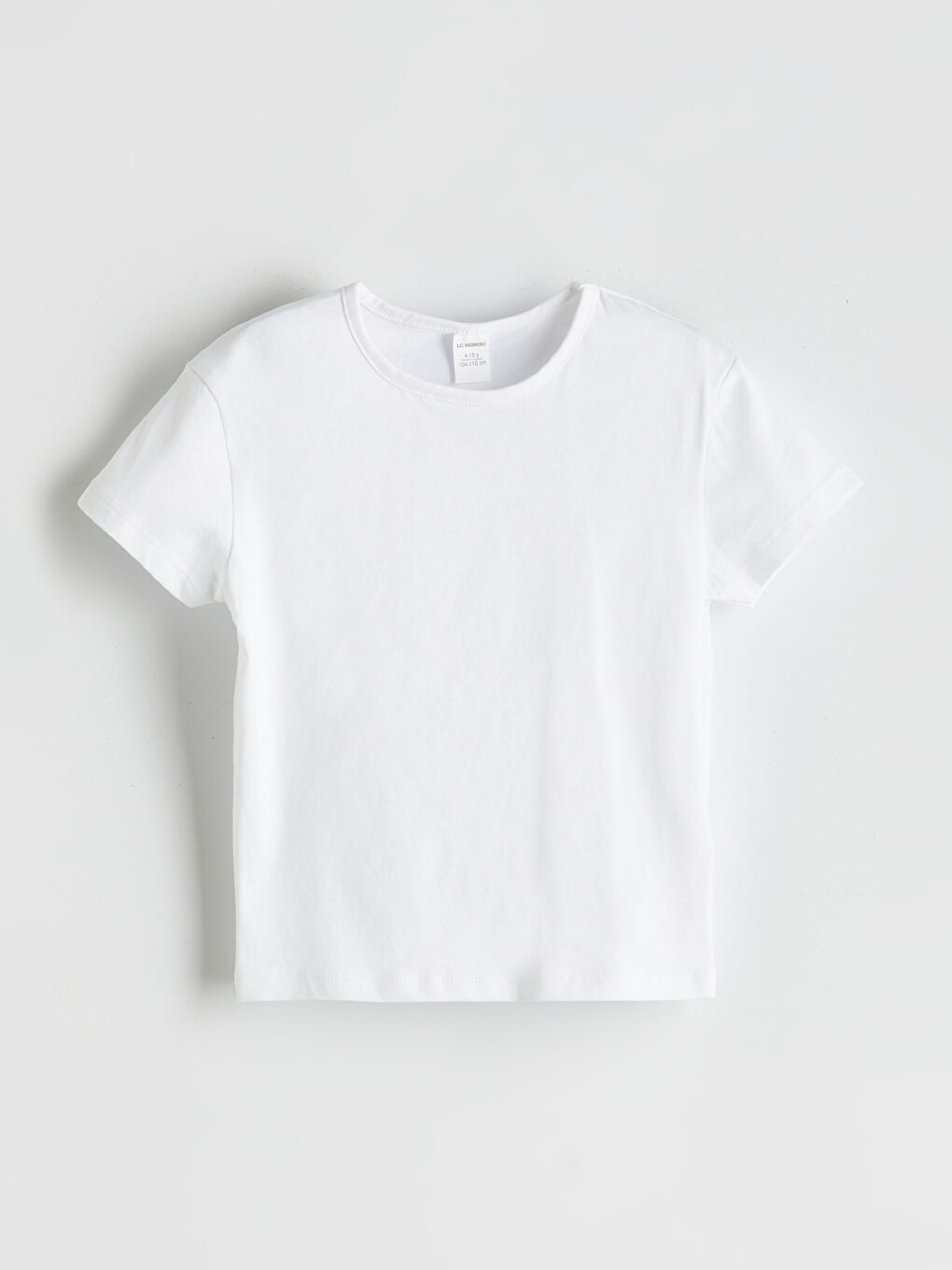Beyaz Bisiklet Yaka Basic Kız Çocuk Tişört