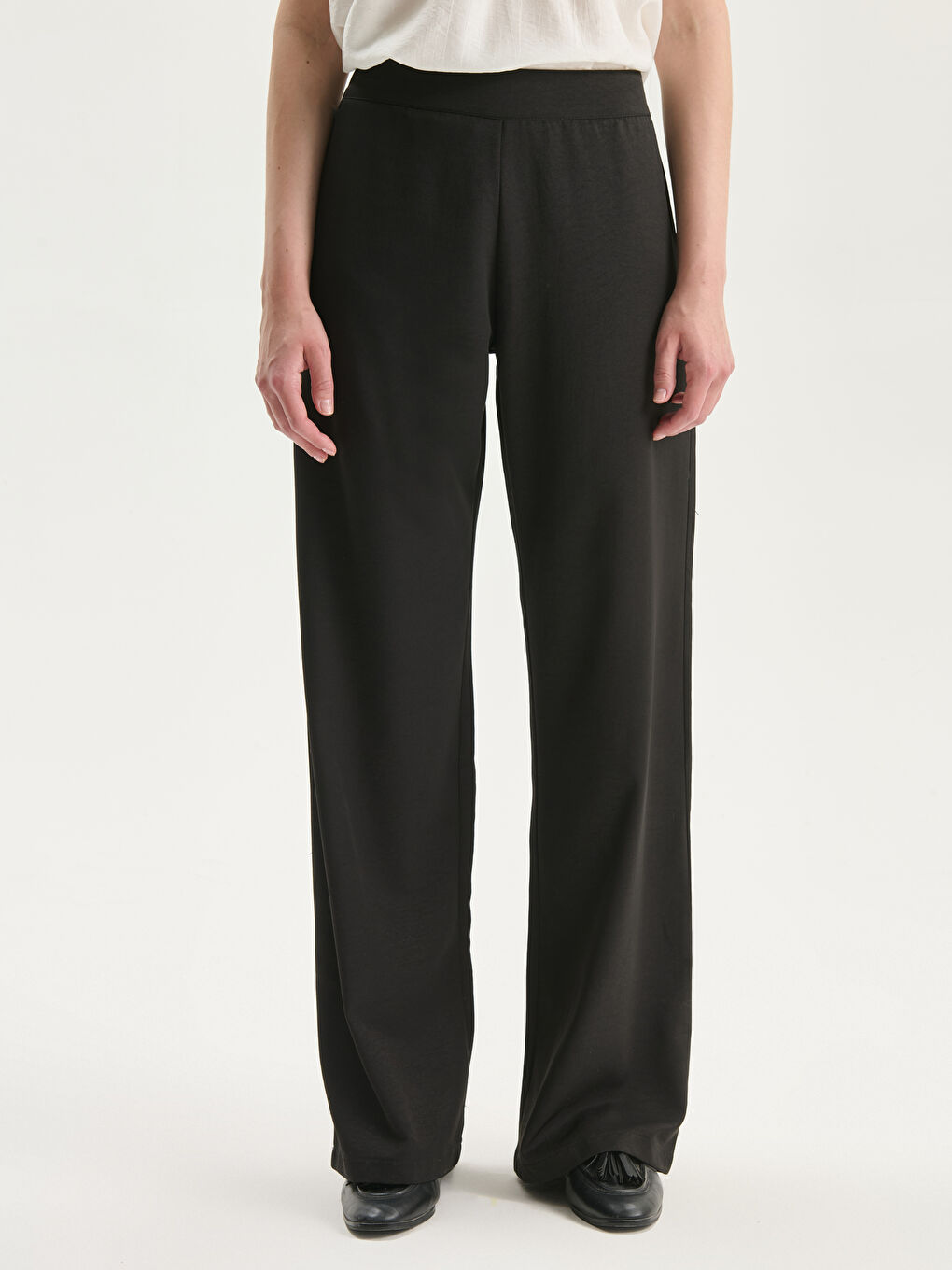 Zip-Up High-Waisted Wide Leg Women's Trousers-1